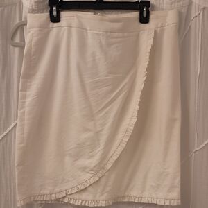 J. Crew Cream Mini Wrap Skirt with Ruffled Hem
